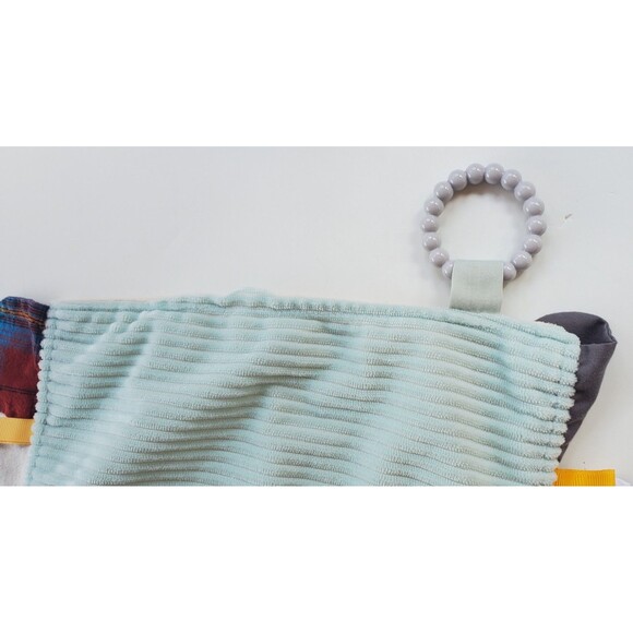 Modern Baby Blue Elephant Security Blanket Teether Crinkle Lovey Sensory Tags - Picture 8 of 8